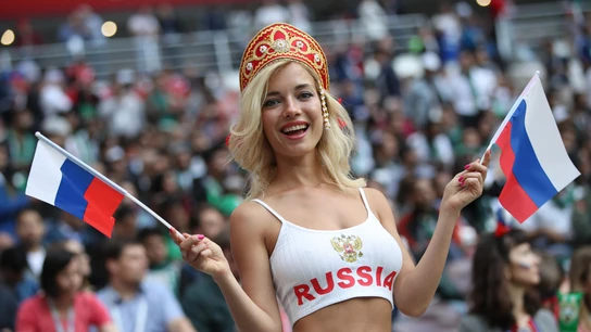 Una aficionada rusa, durante el Mundial Una aficionada rusa, durante el Mundial