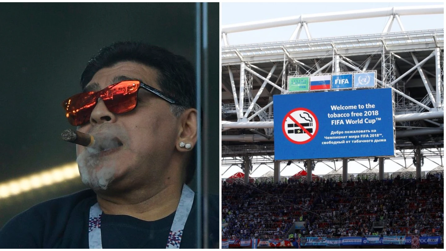 Maradona, fumando un puro Maradona, fumando un puro