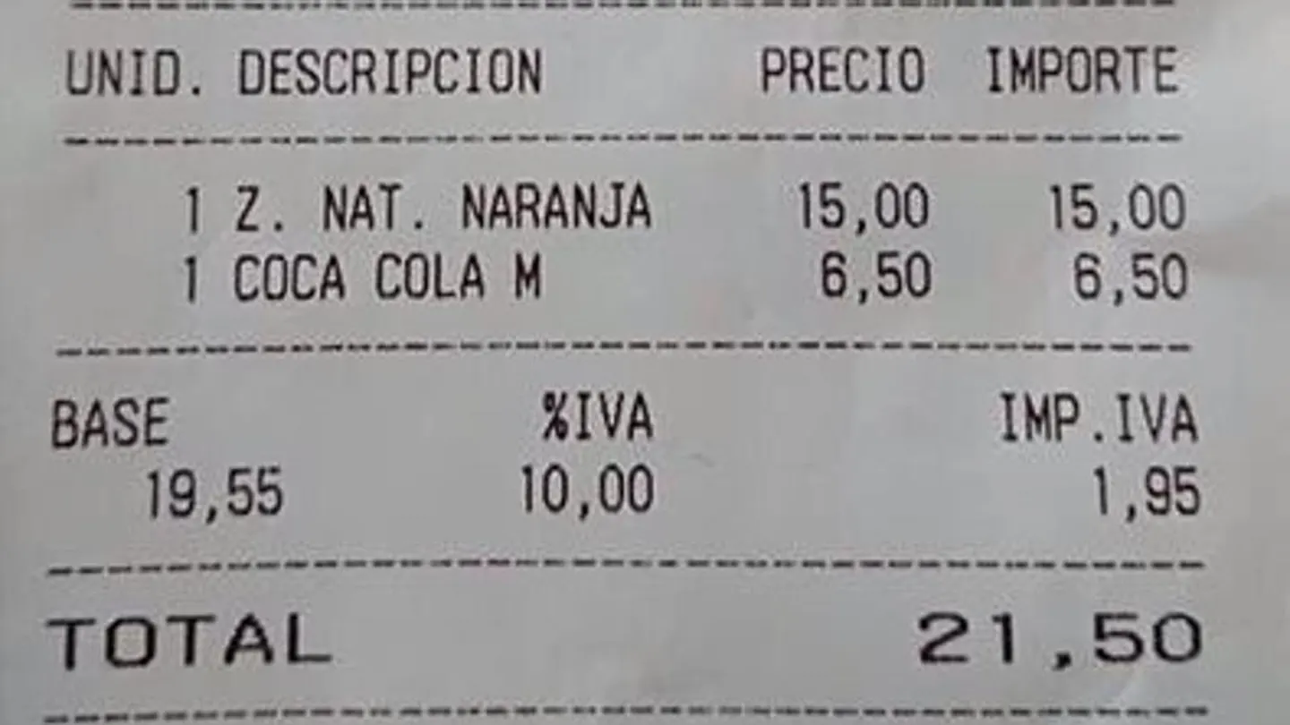 Cuenta de un bar en Palma de Mallorca Cuenta de un bar en Palma de Mallorca