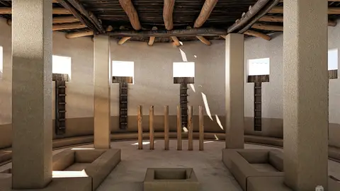Gran Kiva. Nuevo México, Estados Unidos Reconstruimos e imaginamos cómo sería la vida dentro de 7 antiguas ruinas