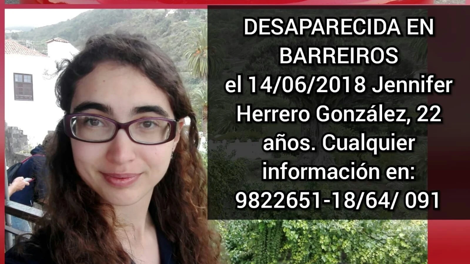 Cartel de la joven desaparecida en Barreiros difundido por los padres a través de las redes sociales