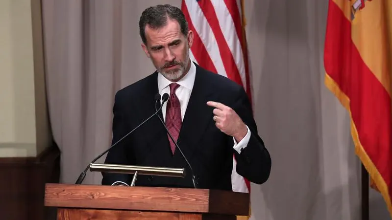 El rey Felipe VI pronuncia un discurso durante una cena oficial en EEUU El rey Felipe VI pronuncia un discurso durante una cena oficial en EEUU