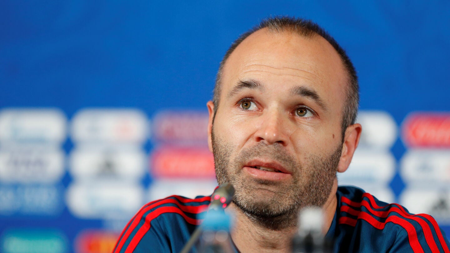 Andr&eacute;s Iniesta, en sala de prensa