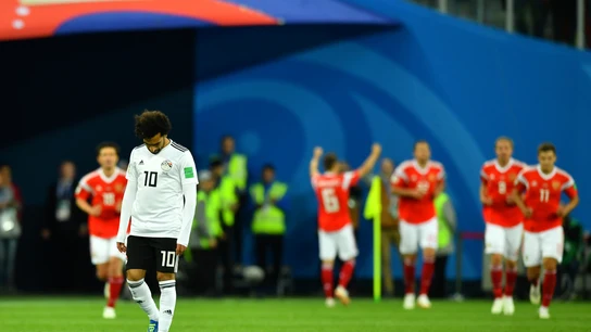 Salah, cabizbajo tras un gol de Rusia Salah, cabizbajo tras un gol de Rusia