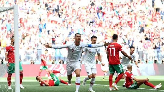 Cristiano Ronaldo celebra su gol contra Marruecos Cristiano Ronaldo celebra su gol contra Marruecos