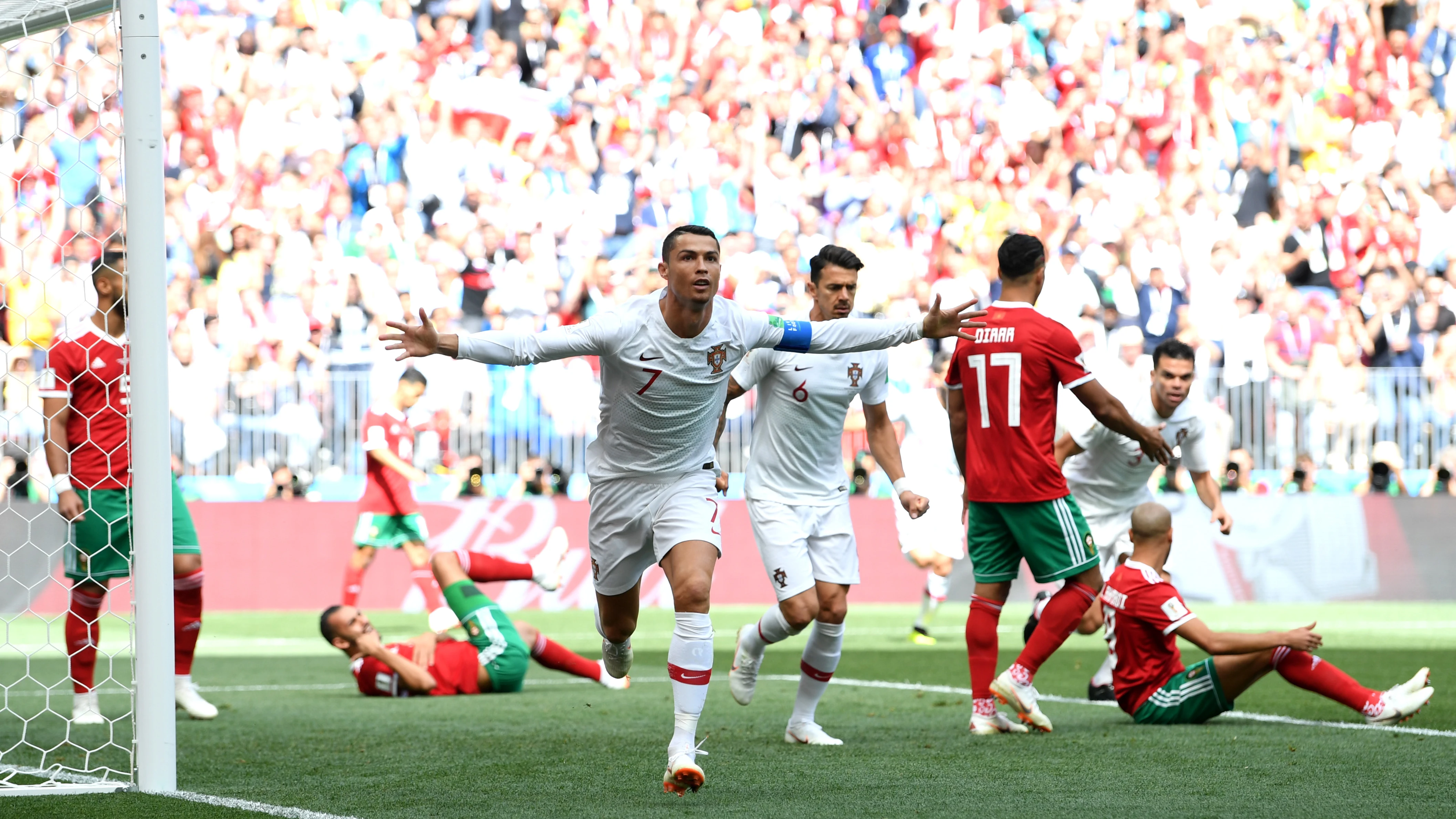 Cristiano Ronaldo celebra su gol contra Marruecos