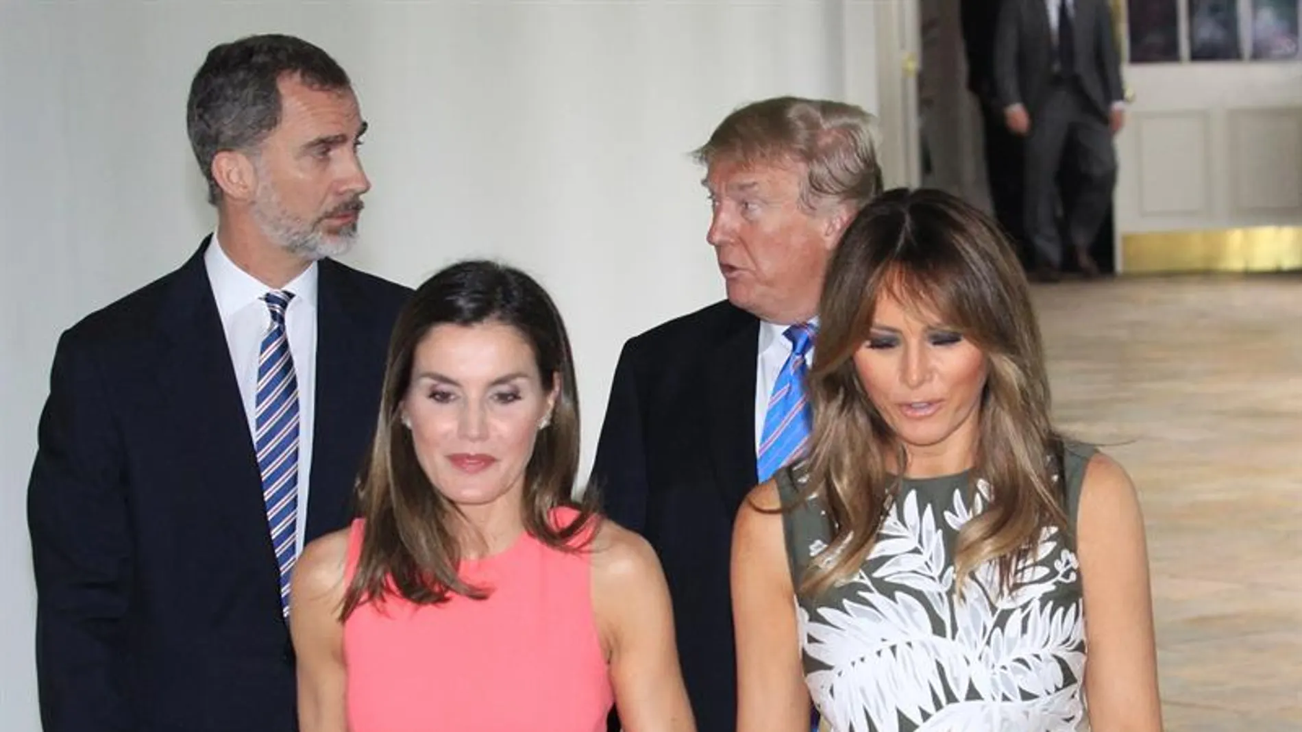 Donald Trump, su mujer Melania Trump, el rey Felipe VI y la reina Letizia