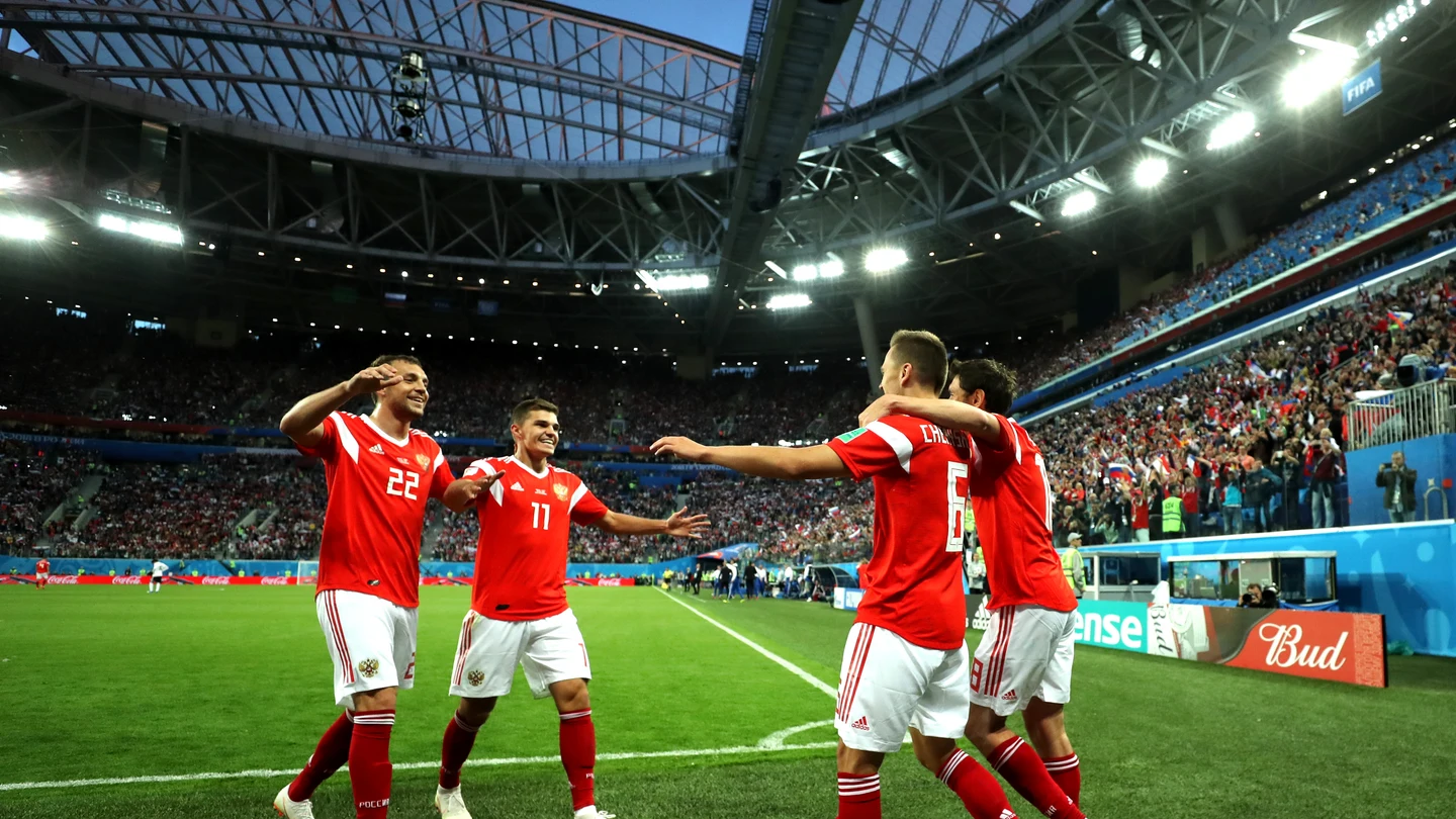 Rusia celebra uno de sus goles Rusia celebra uno de sus goles