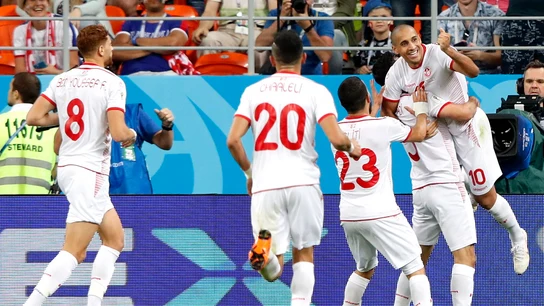 Los jugadores de Túnez celebran un gol ante Panamá Los jugadores de Túnez celebran un gol ante Panamá