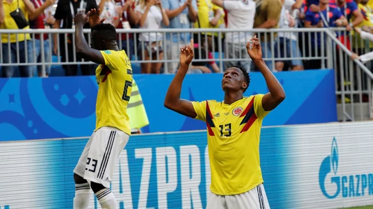 Yerry Mina celebra su gol ante Senegal Yerry Mina celebra su gol ante Senegal