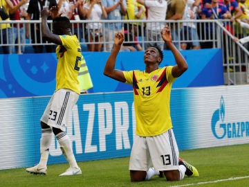 Yerry Mina celebra su gol ante Senegal Yerry Mina celebra su gol ante Senegal