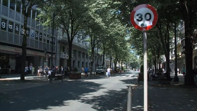 Señalización en la Gran Vía de Bilbao