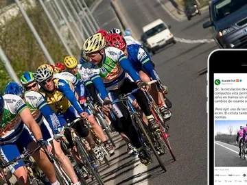 Pelotón ciclista y tuit Guardia Civil Pelotón ciclista y tuit Guardia Civil
