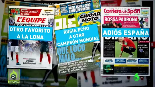 El adiós de España en el Mundial, protagonista en las portadas de la prensa en el mundo El adiós de España en el Mundial, protagonista en las portadas de la prensa en el mundo