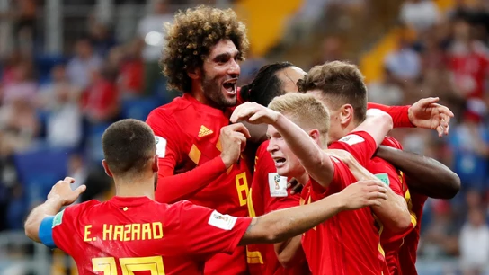 Los jugadores de Bélgica celebran la victoria Los jugadores de Bélgica celebran la victoria