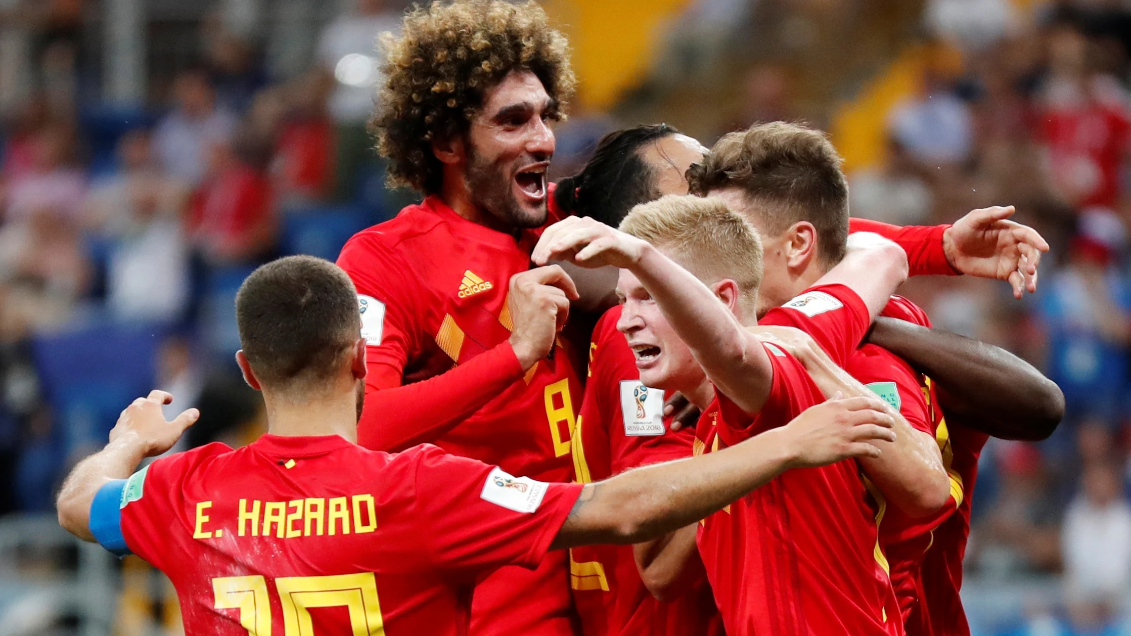 Los jugadores de Bélgica celebran la victoria