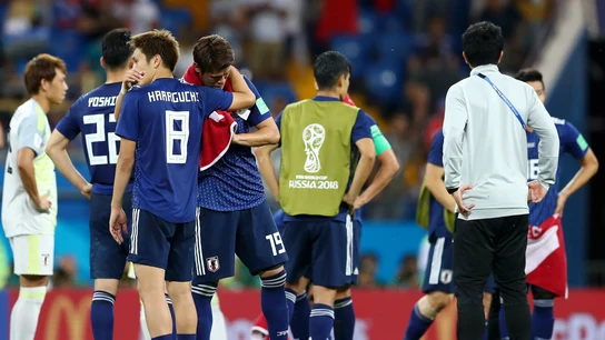 Los jugadores de Japón, desconsolados tras caer en el Mundial Los jugadores de Japón, desconsolados tras caer en el Mundial