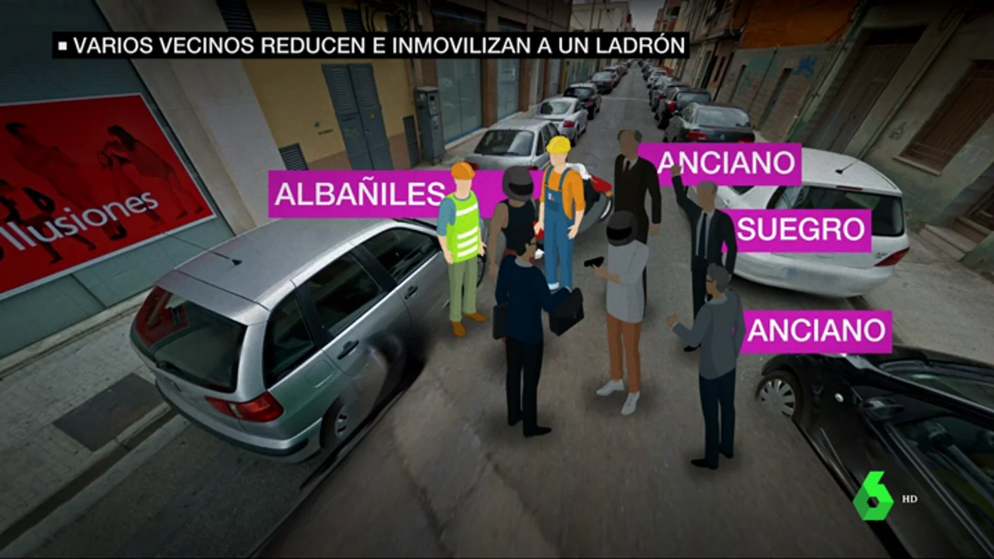 Varios vecinos inmovilizan a un atracador. Varios vecinos inmovilizan a un atracador.