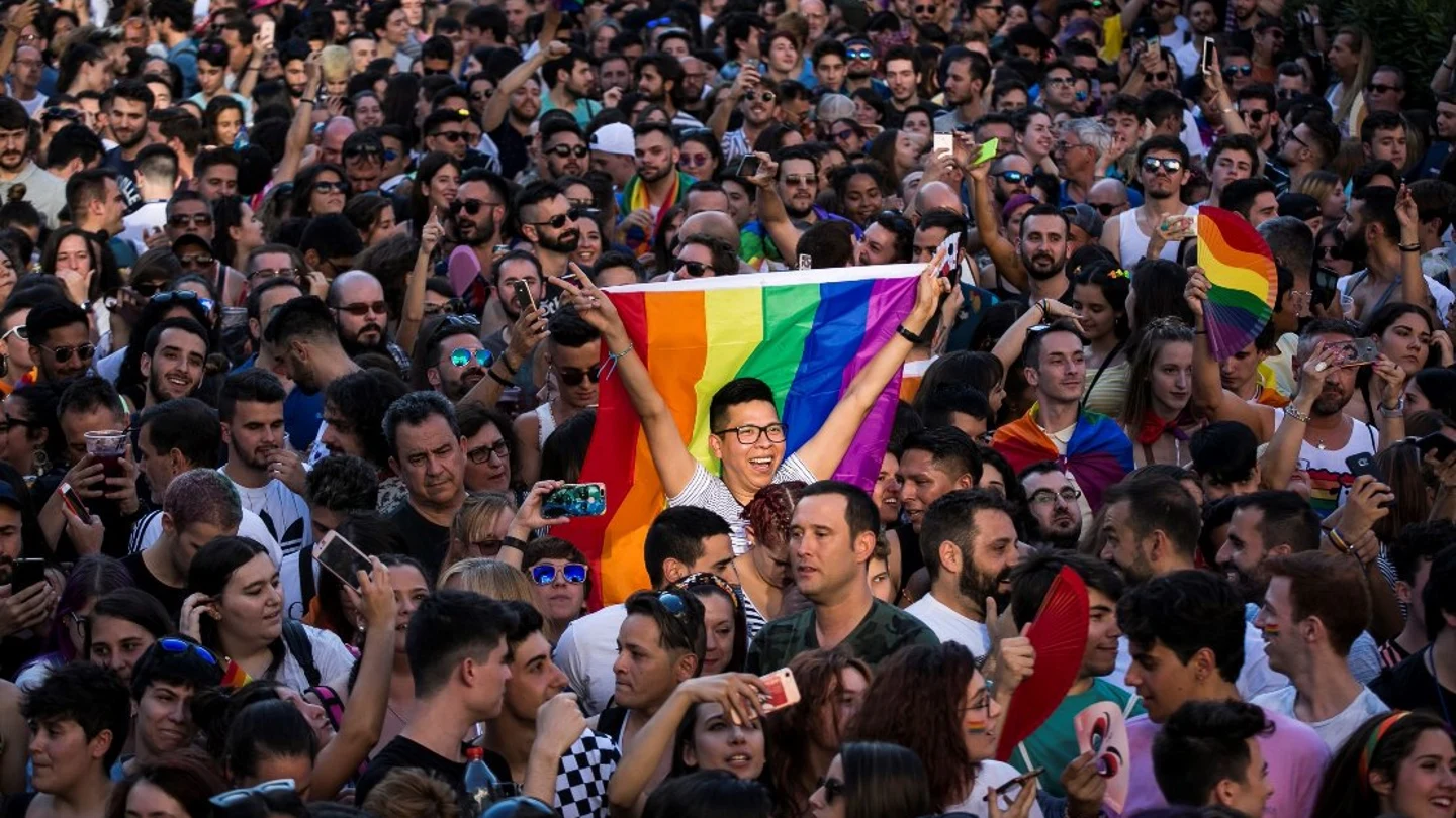 Plaza de Pedro Zerolo en el momento del pregón del Orgullo 2019 Plaza de Pedro Zerolo en el momento del pregón del Orgullo 2019