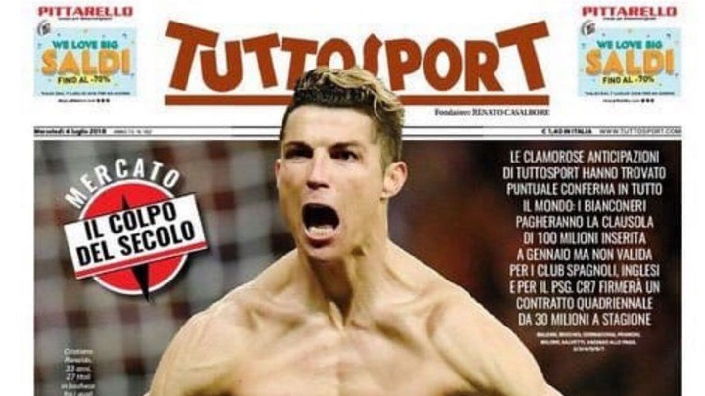 La portada de 'Tuttosport' de Cristiano Ronaldo