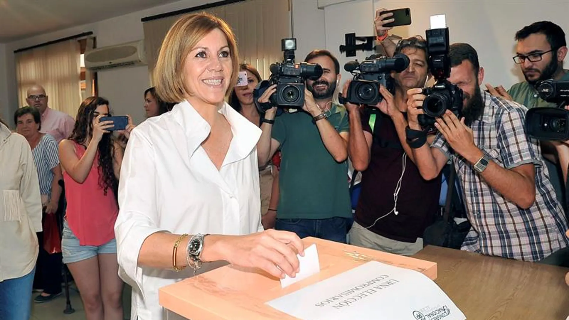 La candidata a la presidencia del Partido Popular, María Dolores de Cospedal