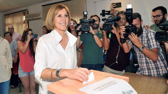 La candidata a la presidencia del Partido Popular ,M&ordf; Dolores de Cospedal