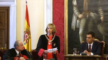 La nueva presidenta del Consejo de Estado, María Teresa Fernández de la Vega, durante su intervención en su toma de posesión.
