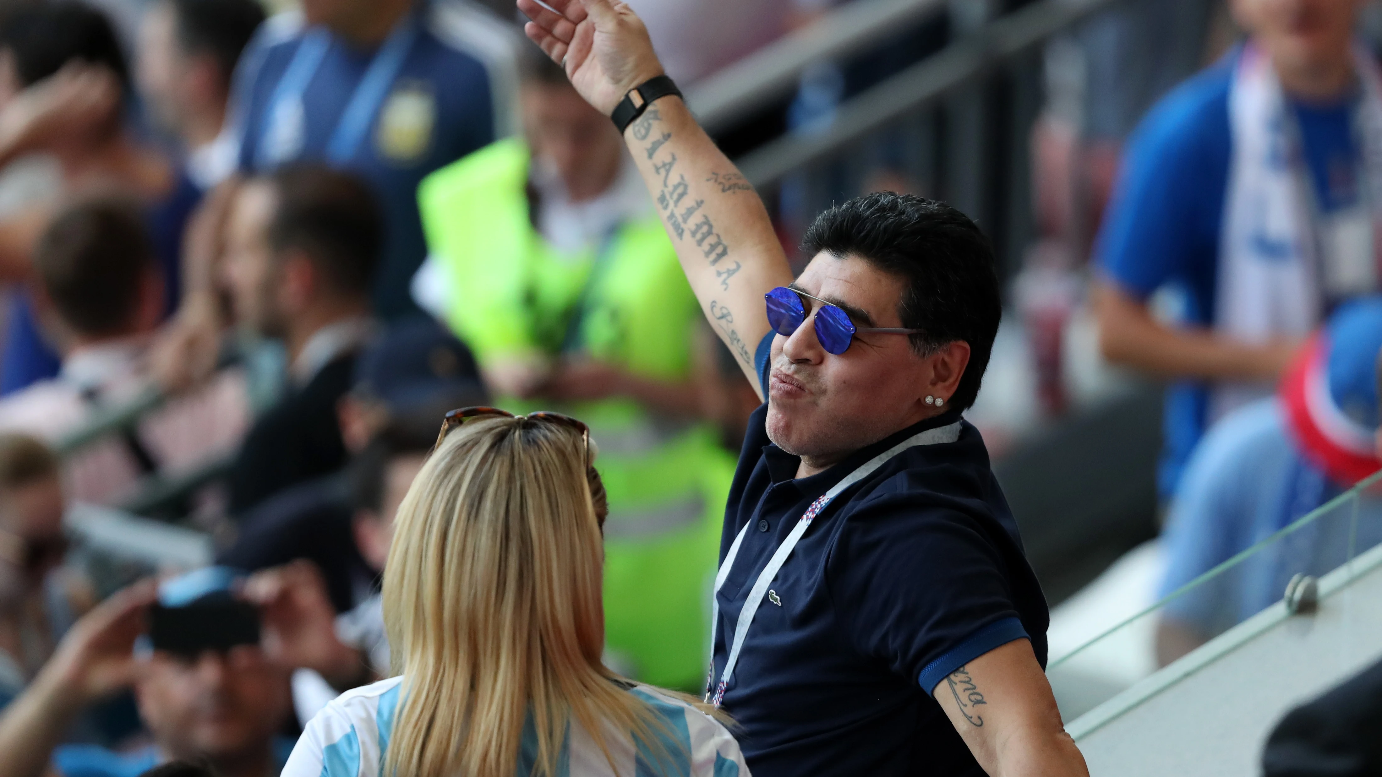 Maradona, durante el partido de Argentina contra Francia