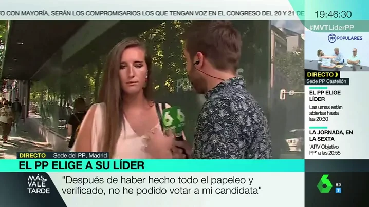 Una afiliada del PP no puede votar. Una afiliada del PP no puede votar.