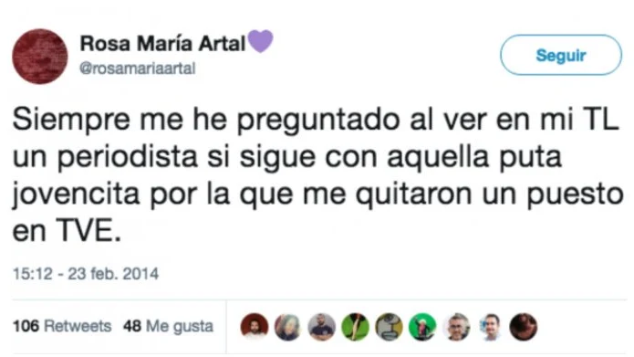 Tweet de Rosa María Artal, propuesta para el Consejo de RTVE.