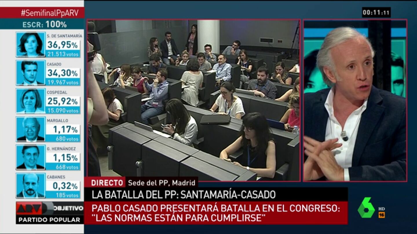 Eduardo Inda: "Los 'cospedalistas' ya han recibido la orden de Cospedal de votar a Casado en el Congreso del PP"