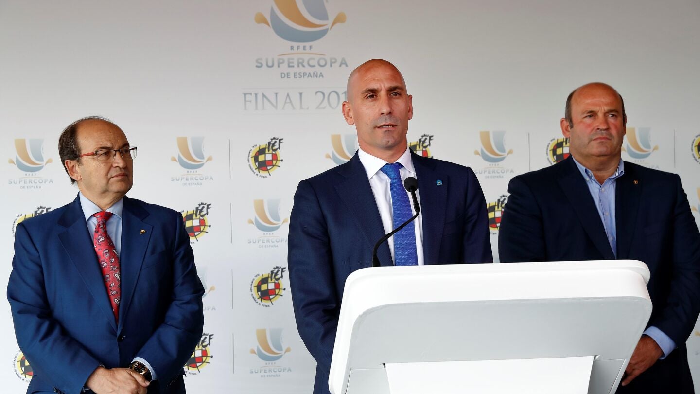 Pepe Castro, Luis Rubiales y &Oacute;scar Grau comparecen ante los medios