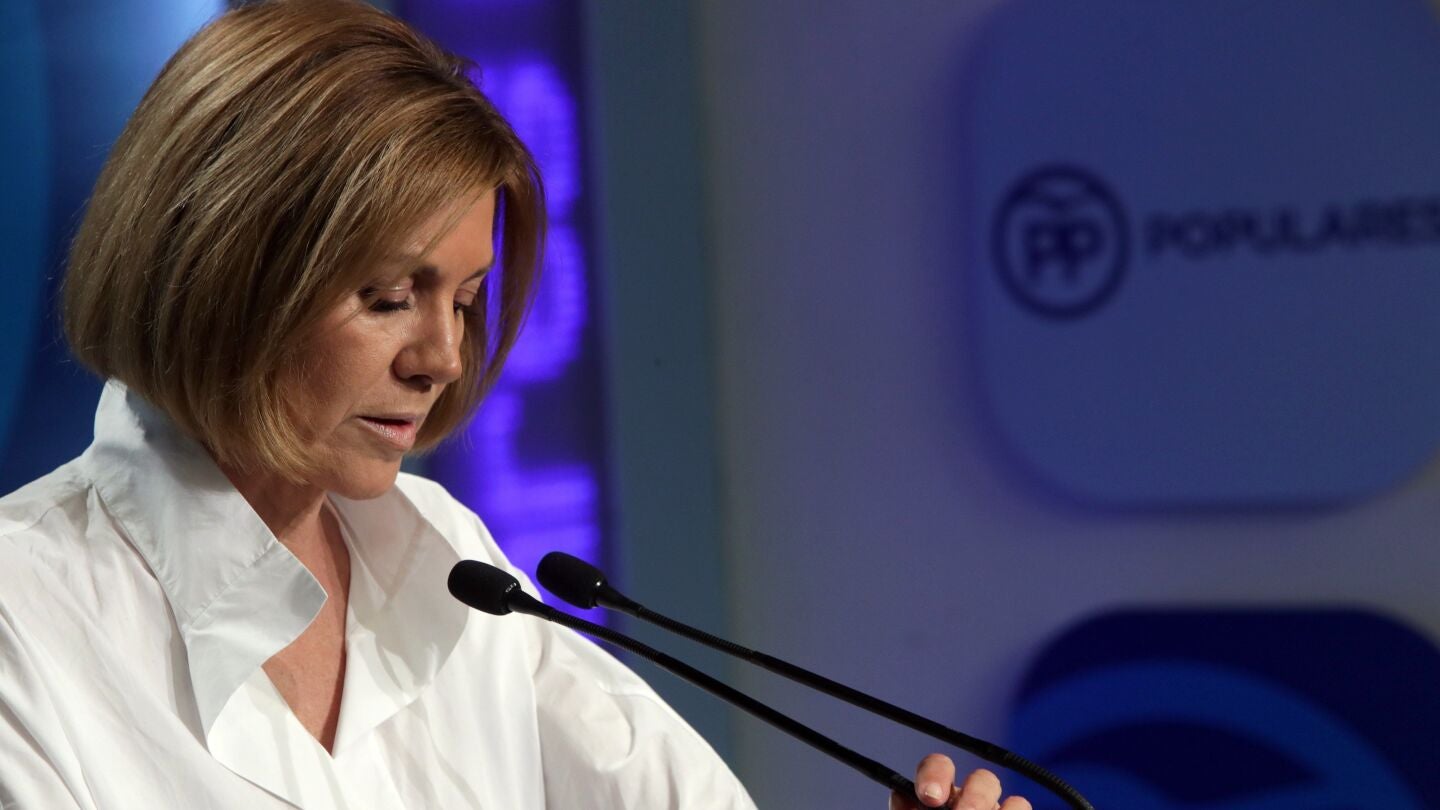 Mar&iacute;a Dolores de Cospedal en la sala de prensa del PP