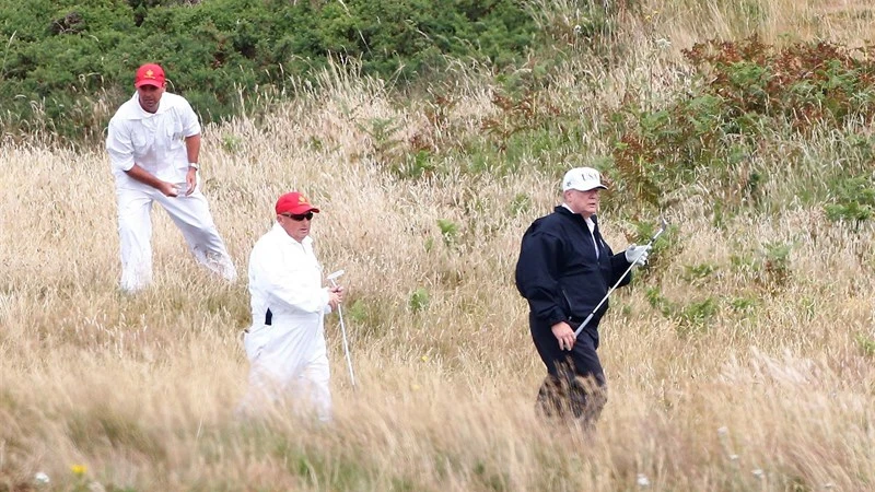 Donald Trump en su campo de golf