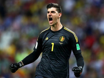 Courtois celebra un gol de Bélgica en el Mundial de Rusia Courtois celebra un gol de Bélgica en el Mundial de Rusia