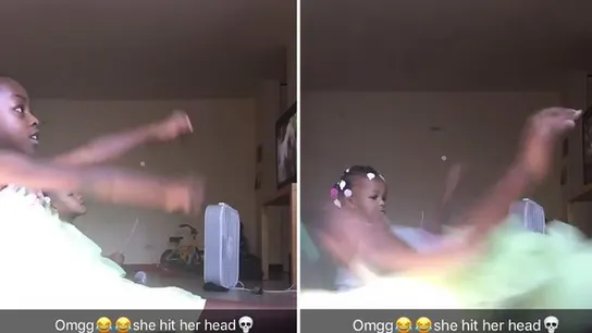 Una niña realiza el 'zoom challenge' ante las risas de sus padres Una niña realiza el 'zoom challenge' ante las risas de sus padres