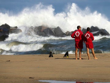 Imagen de dos socorristas en una playa Imagen de dos socorristas en una playa