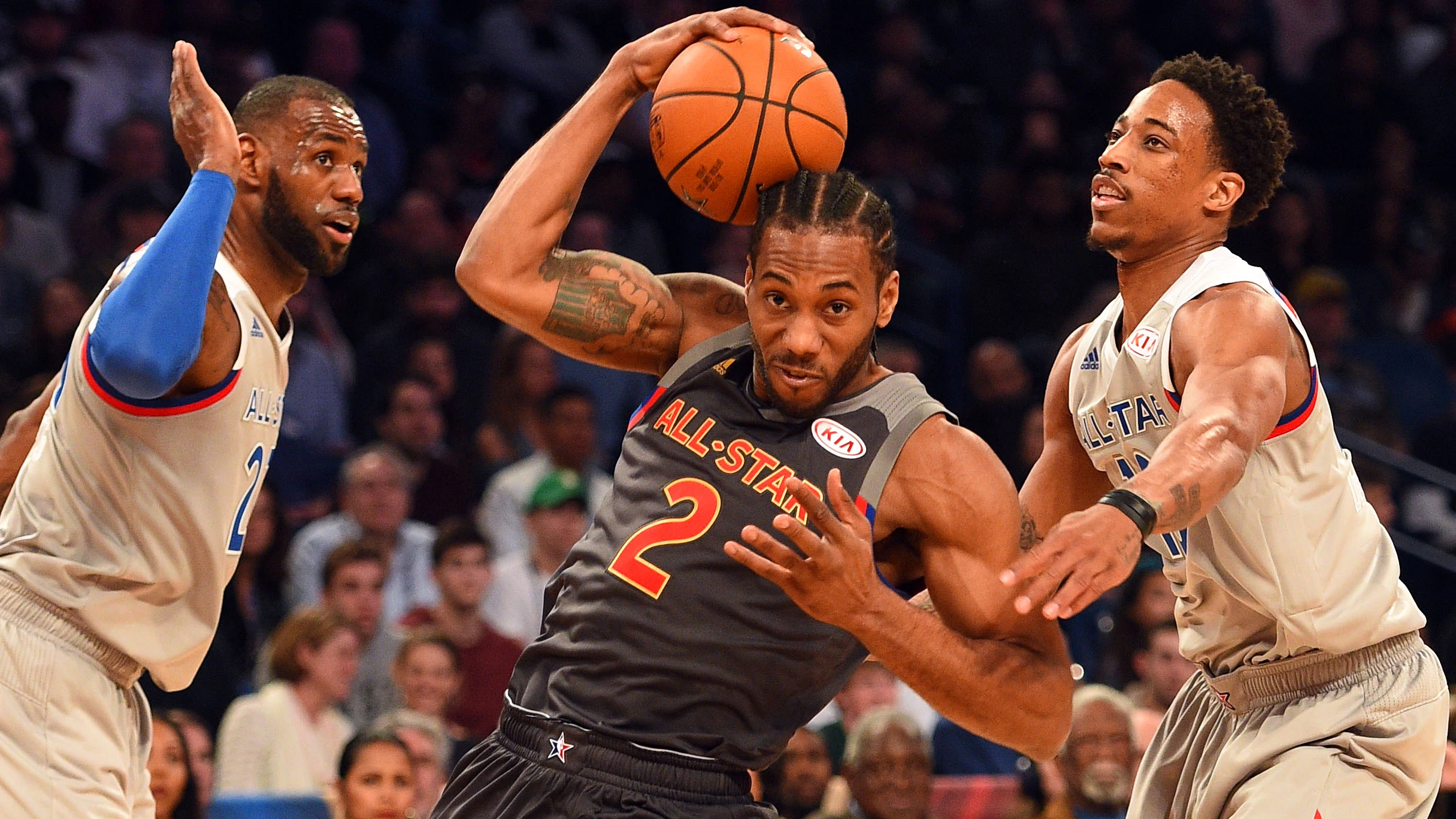 Leonard y DeRozan durante el All Star