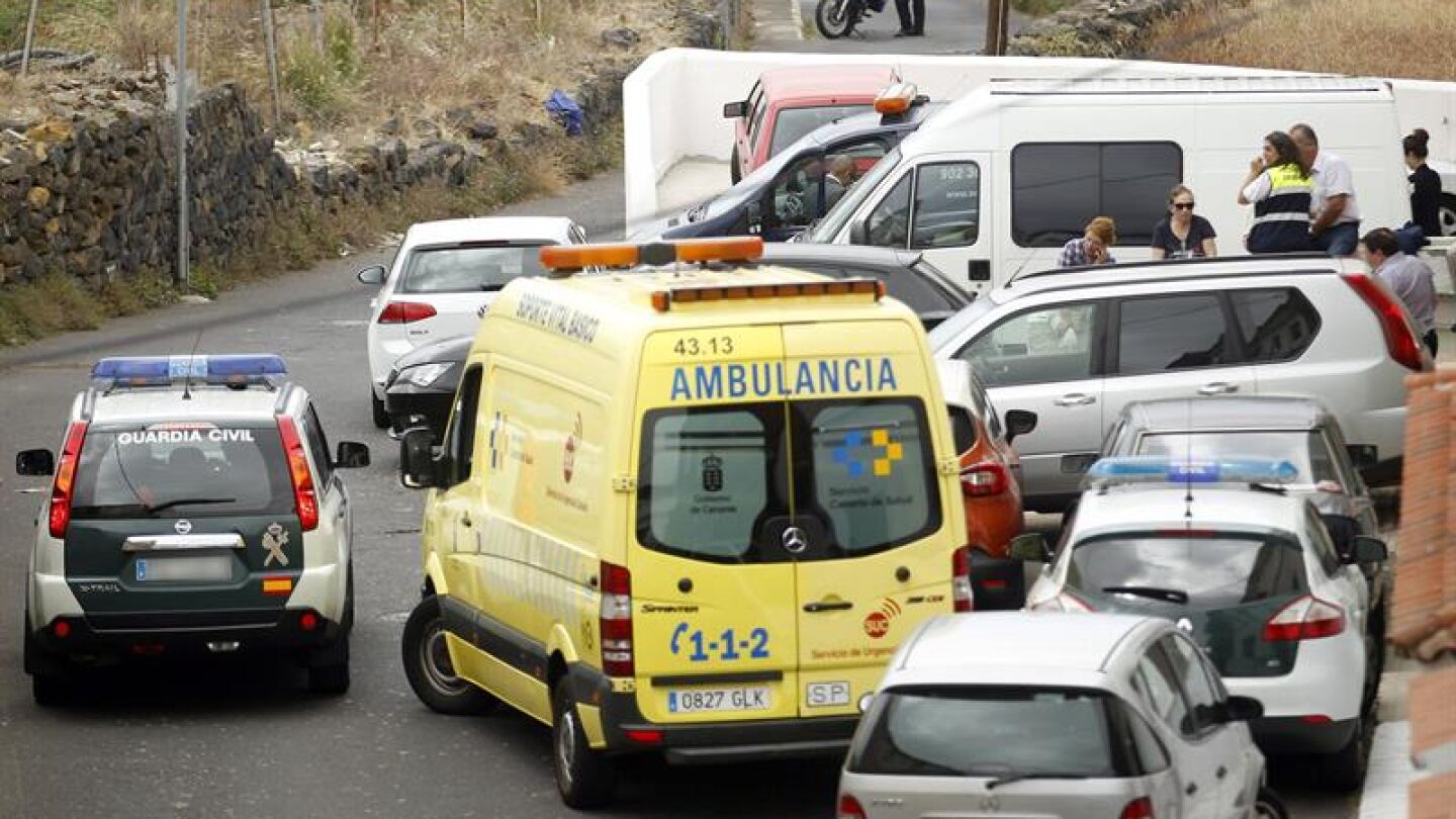 Las fuerzas de seguridad en La Orotava (Tenerife), lugar donde aparecieron los cuerpos