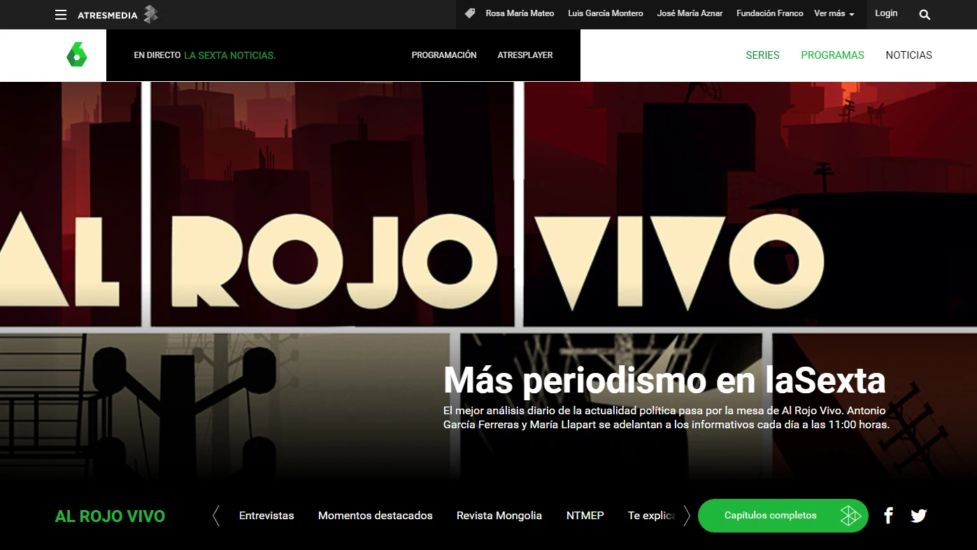 Imagen del site del Al Rojo Vivo