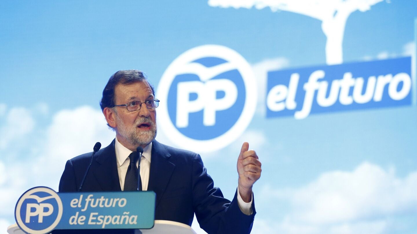 El presidente del PP, Mariano Rajoy, durante su intervenci&oacute;n en la celebraci&oacute;n del Congreso Nacional del Partido Popular