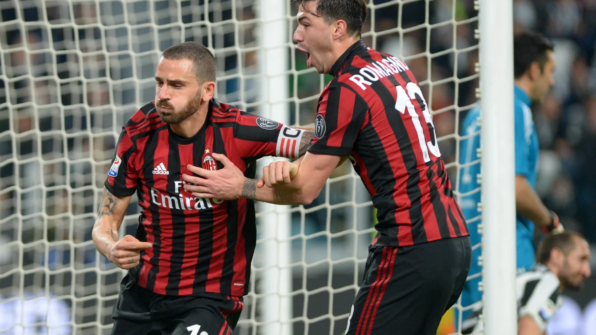 Bonucci celebra un gol con Romagnoli