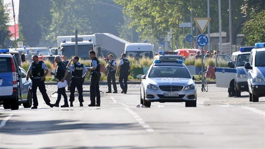 Policía en la ciudad de Lubeck, Alemania Policía en la ciudad de Lubeck, Alemania