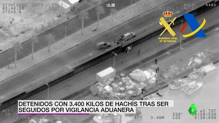 Detenidos con 3400 kilos de hachis tras ser seguidos por vigilancia aduanera