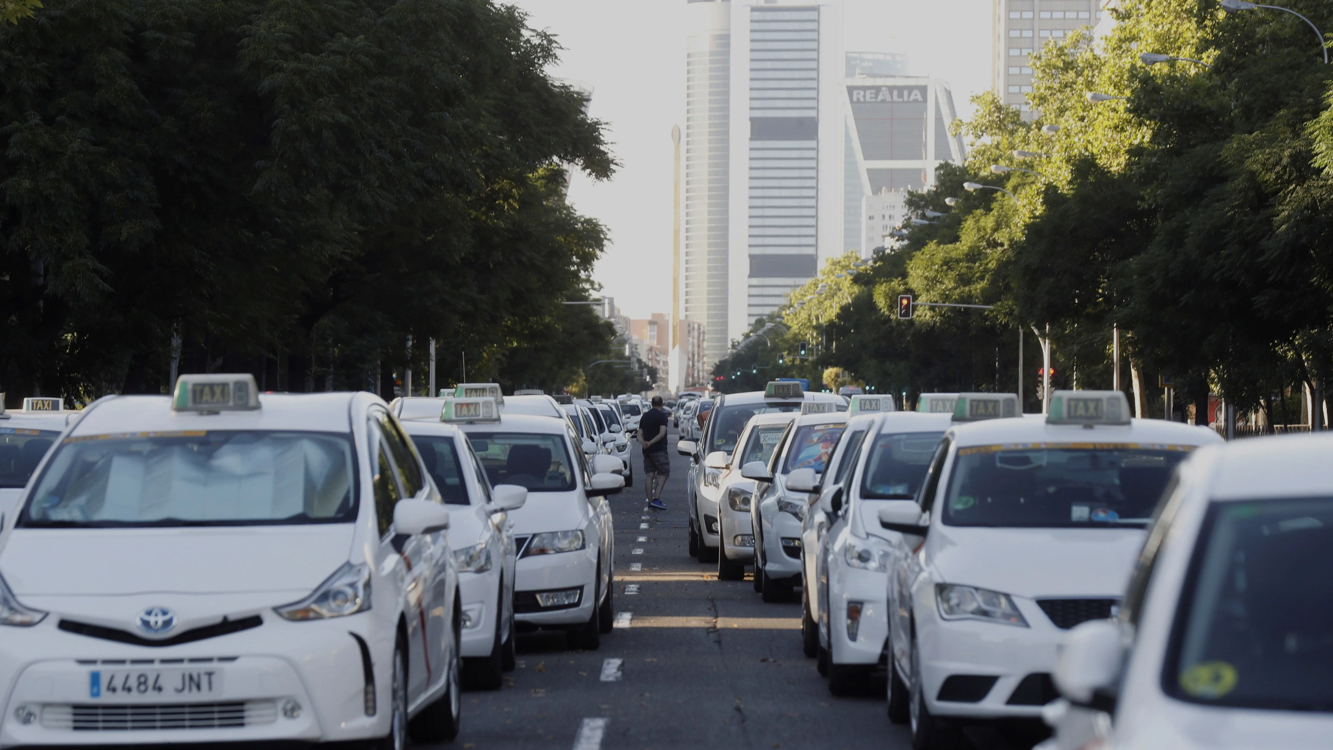 Las protestas de los taxistas españoles contra la proliferación de licencias VTC.