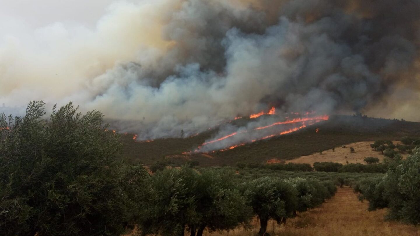 Incendio en San Vicente Alc&aacute;ntara, en Badajoz