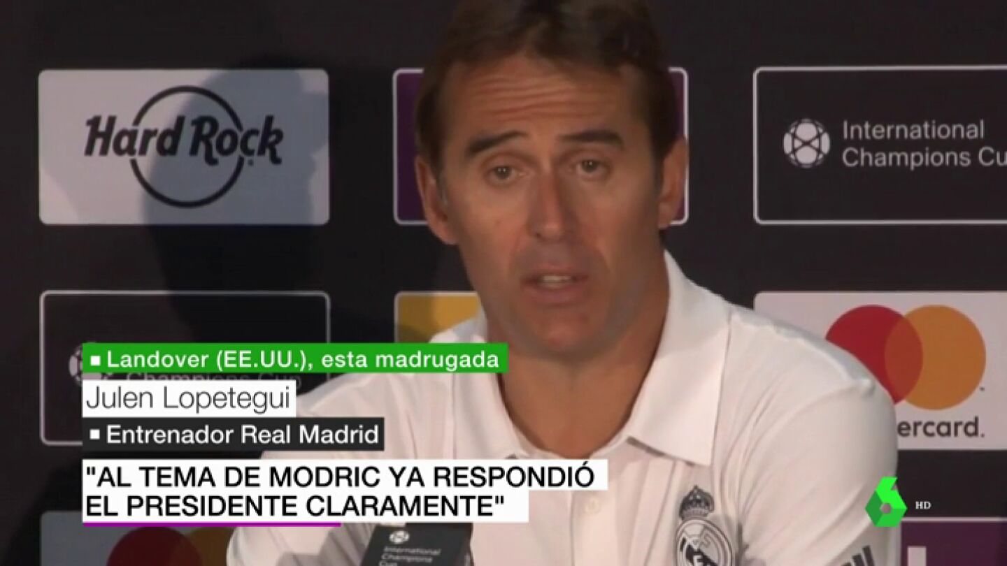 Lopetegui: "Lo contest&oacute; el presidente claramente, Modric seguir&aacute; siendo jugador del Madrid"