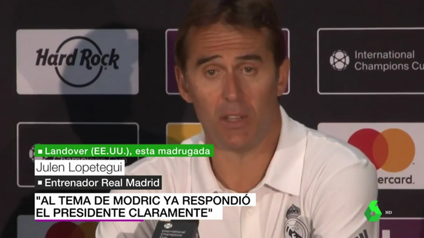Lopetegui: "Lo contestó el presidente claramente, Modric seguirá siendo jugador del Madrid" Lopetegui: "Lo contestó el presidente claramente, Modric seguirá siendo jugador del Madrid"