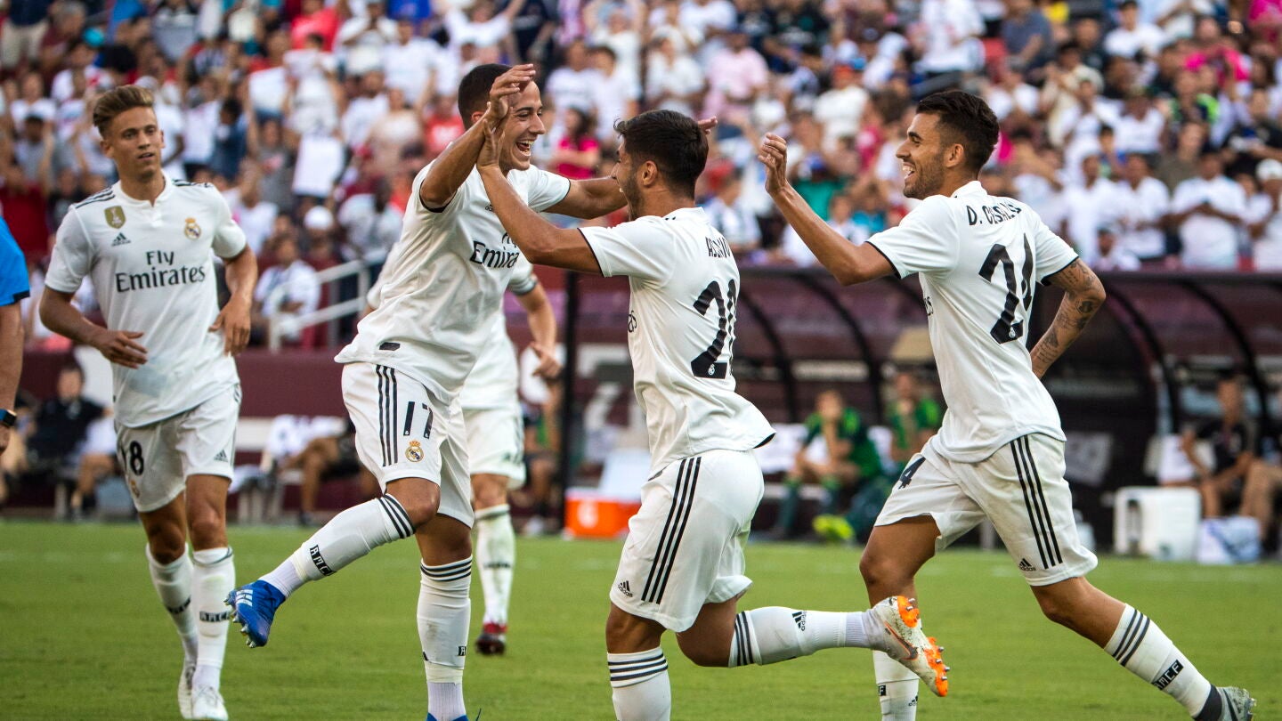 Asensio celebra uno de sus goles ante la Juventus