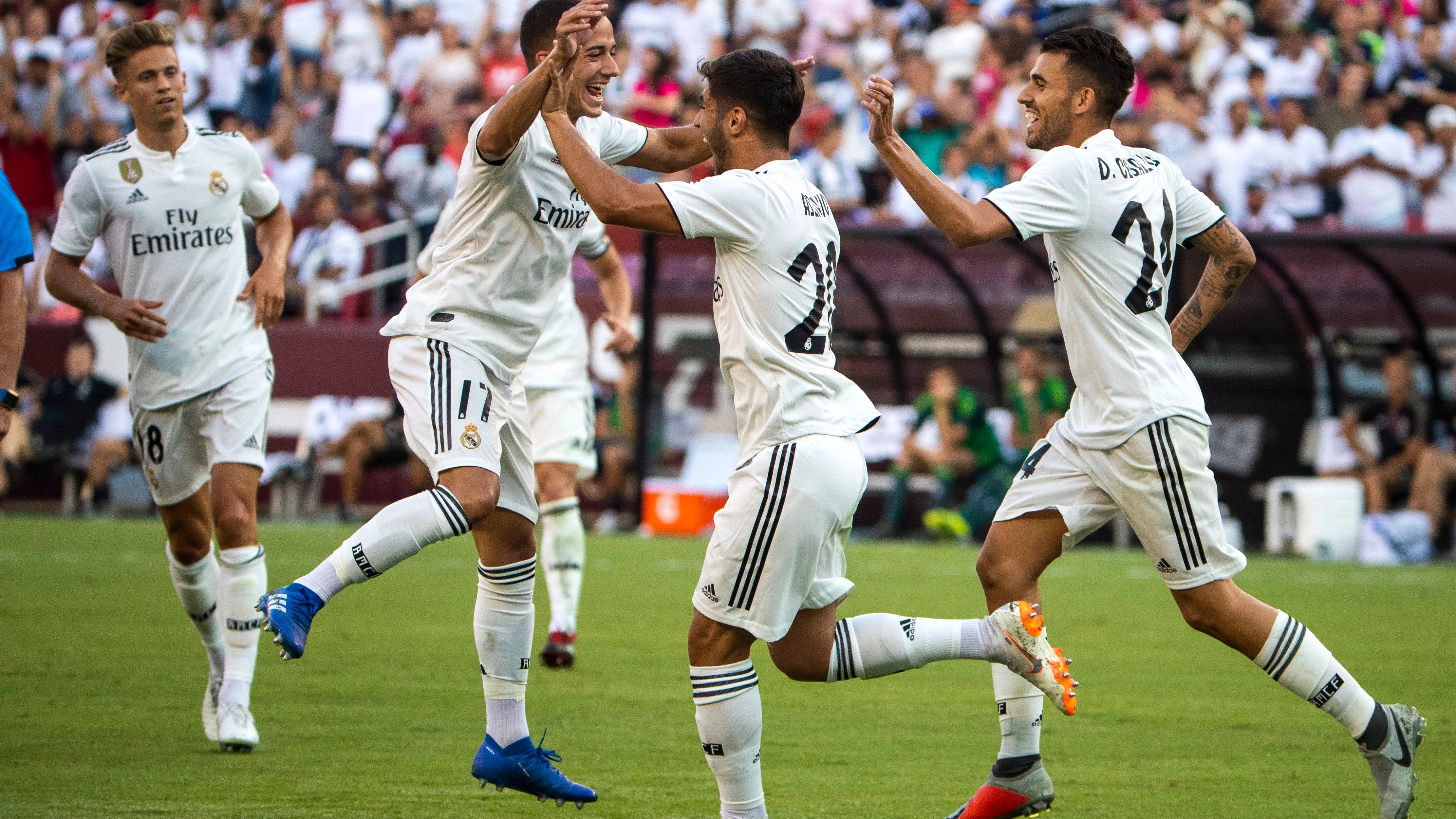 Asensio celebra uno de sus goles ante la Juventus